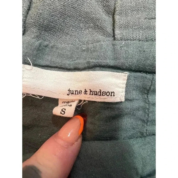 June &hudson skirt loose olive green tie belt size small - Picture 3 of 6